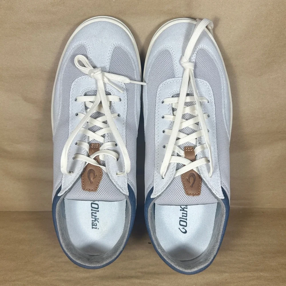 Olukai Punini Sneakers Mens 11 Grey Solid Mesh Suede Low Top Drop-In Heel 10514